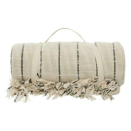 Bavlněný přehoz na postel Luisa 240x260 béžový s třásněmi moderní Atmosphera