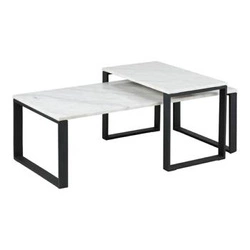 Sada 2 mramorových konferenčních stolků Katrine bílý glamour obdélníkový do obývacího pokoje Actona