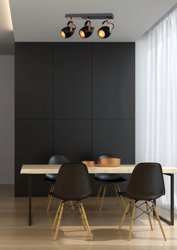 Stropní svítidlo Anica černozlaté 3bodové nastavitelné do obýváku a nad stůl