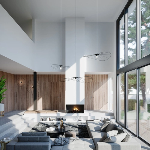 Moderní závěsné svítidlo ESKOLA 140 černé kovové do obýváku, jídelny nebo nad kuchyňský ostrůvek