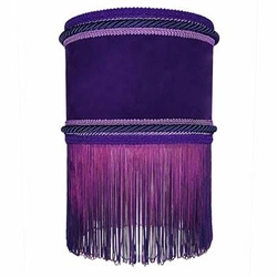 Závěsné svítidlo Lavandera N 2 fialovo-zlaté sametové s třásněmi do obýváku 20 cm Las Plumas