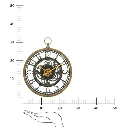 Industriální nástěnné hodiny Meca Atmosphera vintage zlatá Ø 27 cm do obýváku nebo kanceláře