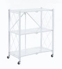Kovový regál Eamy bílý na kolečkách 3 police moderní do kanceláře nebo kuchyně