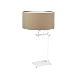 Noční lampička Alaska moderní béžová s textilním stínidlem bílý podstavec 55 cm LYSNE