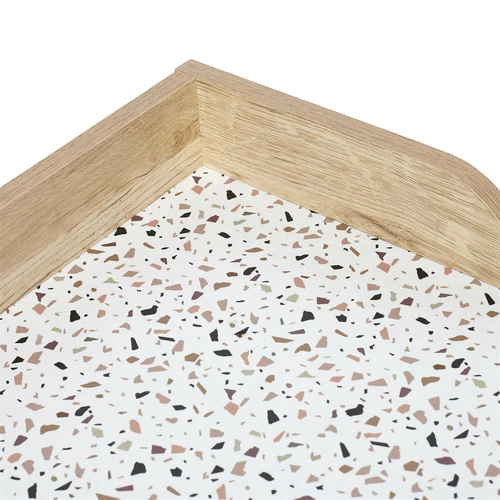 Psací stůl Brice Intesi bílý moderní na práci a studium terrazzo 84 cm snadné čištění