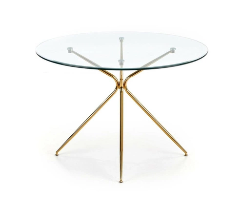 Jídelní kulatý stůl glamour Dore Intesi skleněný průhledný zlatý 110 cm