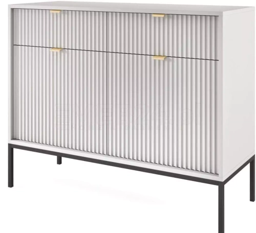 Moderní šedá komoda Delicious s drážkováním a zásuvkami 104 cm do obýváku