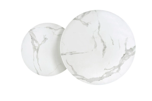 Sada 2 kulatých konferenčních stolků Yasmine skleněných glamour stříbrno-bílých do obýváku