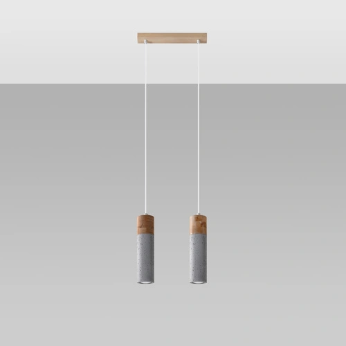 Závěsné svítidlo ZANE 2 šedé moderní betonovo-dřevěné do kuchyně nebo nad ostrůvek