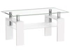 Konferenční stolek Ziba skleněný obdélníkový bílý s policí moderní do obýváku 110x60 cm