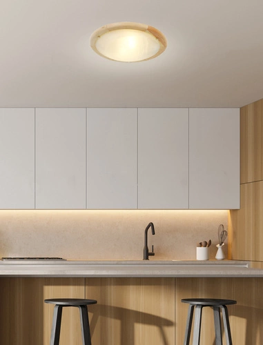 Stropní svítidlo Bamboo 40 kulaté dřevěno-skleněné bílé do obýváku a kuchyně CANDELLUX