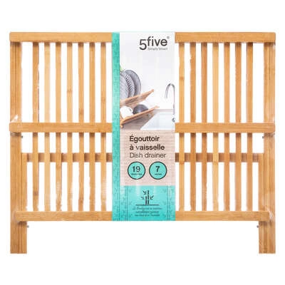 Bambusový odkapávač na nádobí skládací křížový na pracovní desku natural