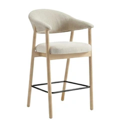 Barová židle Elk čalouněná skandinávská do kuchyně písková bělený dub