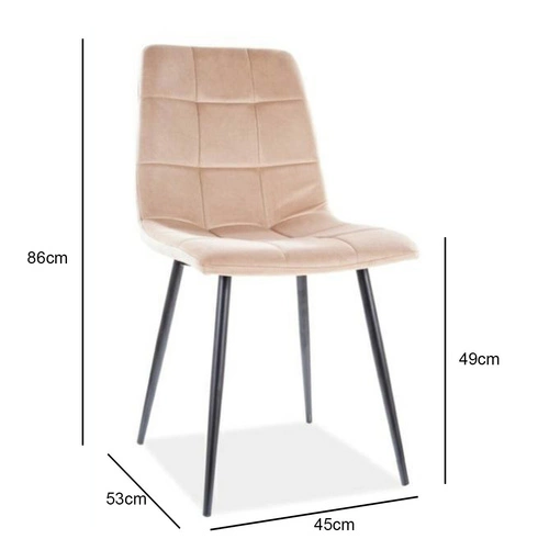 Čalouněná sametová židle Mello Intesi béžová s černými nohami do jídelny a obýváku