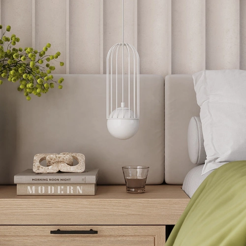 Závěsné svítidlo BRINA bílá moderní do obýváku a jídelny ocelové rozptýlené světlo