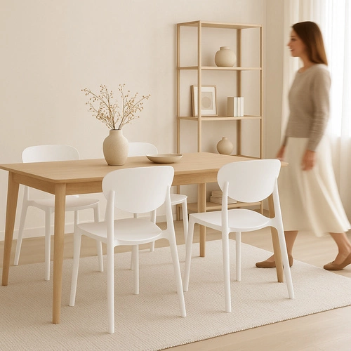 Bílá jídelní a zahradní židle z polypropylenu, snadno čistitelná, stohovatelná 5five