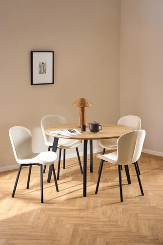 Židle Esra béžová čalouněná jídelní moderní na černých nohách