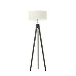 Dřevěná stojací lampa s bílým stínidlem HAITI Lysne do obýváku a ložnice 138 cm