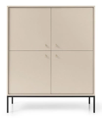 Vysoká béžová komoda Evora 125 cm moderní na nožičkách do obýváku a ložnice Intesi