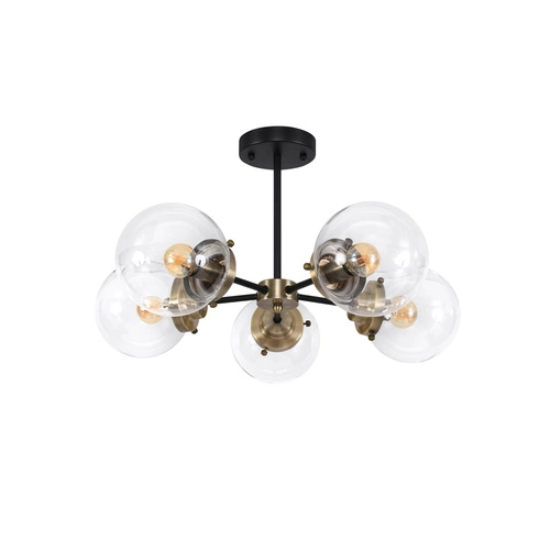 Stropní svítidlo Lens černé skleněné 5bodové do obývacího pokoje a jídelny CANDELLUX