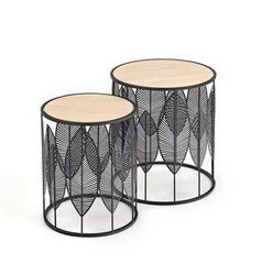 Sada 2 kulatých konferenčních stolků Lifts Intesi černé moderní do obýváku 2v1