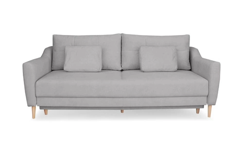 Rozkládací pohovka Bouley 3místná šedá s úložným prostorem a funkcí spaní do obývacího pokoje