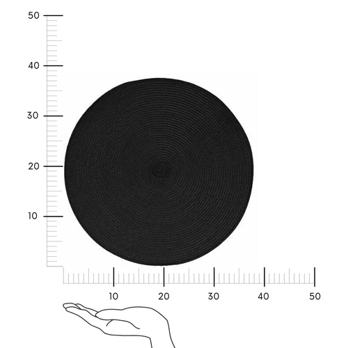 Černá kulatá prostírka na stůl 38 cm pletená moderní do jídelny 5five