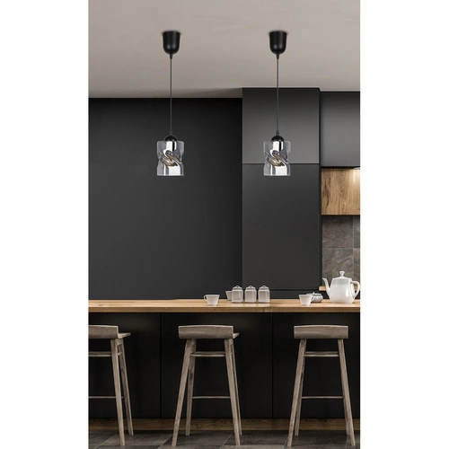 Závěsná lampa Felis černá 1x60W E27 kouřový difuzor