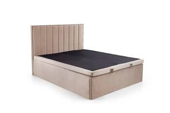 Čalouněná postel Renji 160x200 béžová s úložným prostorem do ložnice moderní sametová