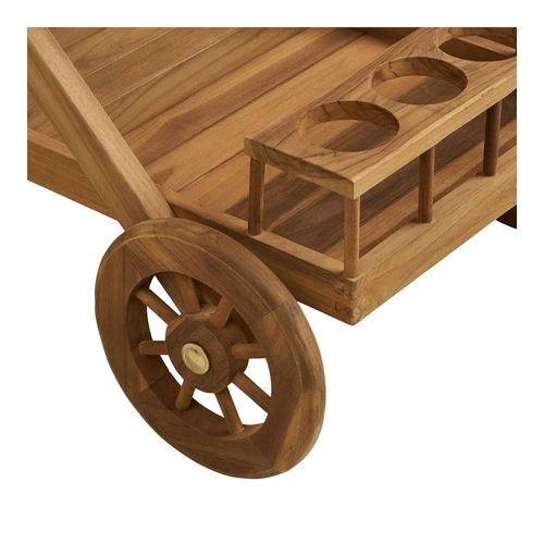 Servírovací barový vozík Pasaku z teakového dřeva na kolečkách do jídelny