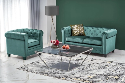 Moderní zelené sametové křeslo Dassion s područkami do obýváku