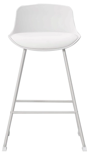 Barová židle s opěrkou Tina bílá moderní do kuchyně a k ostrůvku 66 cm ekokůže Actona