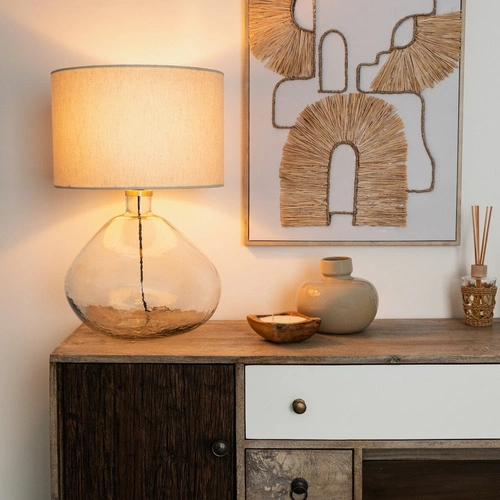 Noční lampička Melly moderní skleněná s bílým stínidlem do ložnice a obývacího pokoje Atmosphera