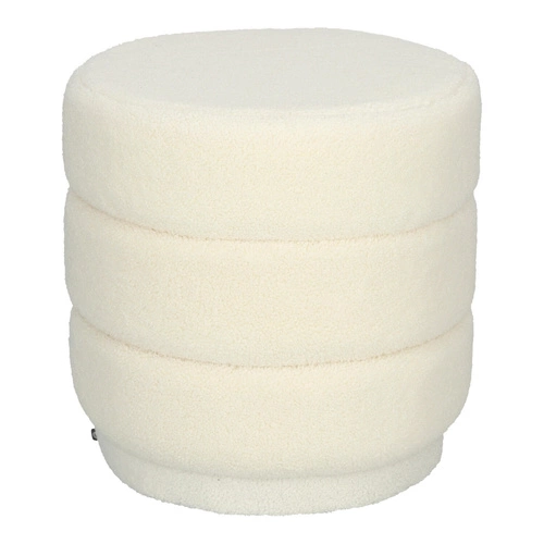 Moderní bílý kulatý taburet Sinan čalouněný do obýváku a předsíně Atmosphera 40 cm