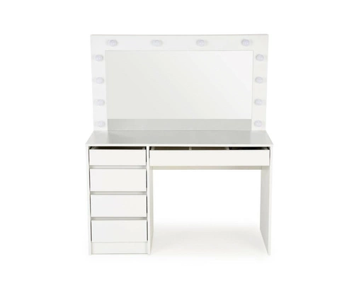 Moderní toaletní stolek s LED zrcadlem Sybilla XL bílý na líčení se zásuvkami do ložnice Intesi