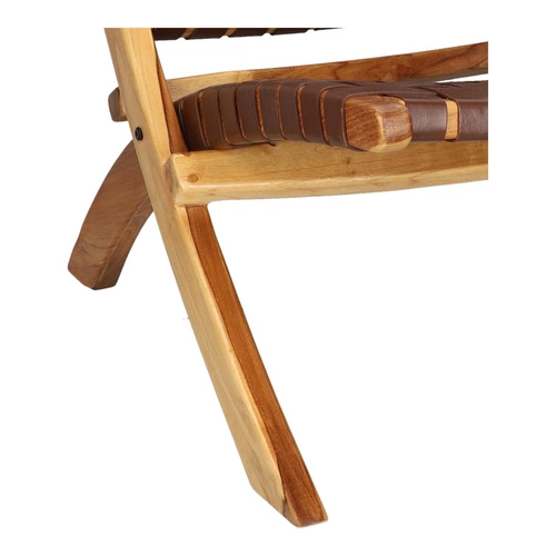 Křeslo Perugia přírodní kůže hnědé dřevo pletené boho do obýváku a pracovny Intesi