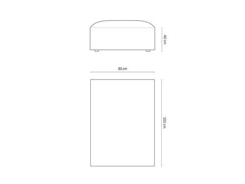 Sametový obdélníkový taburet Jodie šedý do obýváku a ložnice moderní 80x102 cm