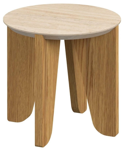 Konferenční stolek Dockland kulatý 50 cm moderní travertin dub do obývacího pokoje Actona