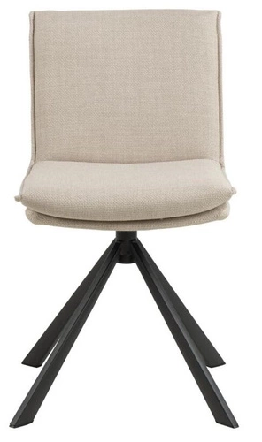 Otočená jídelní židle Flynn béžová čalouněná moderní na černých nohách