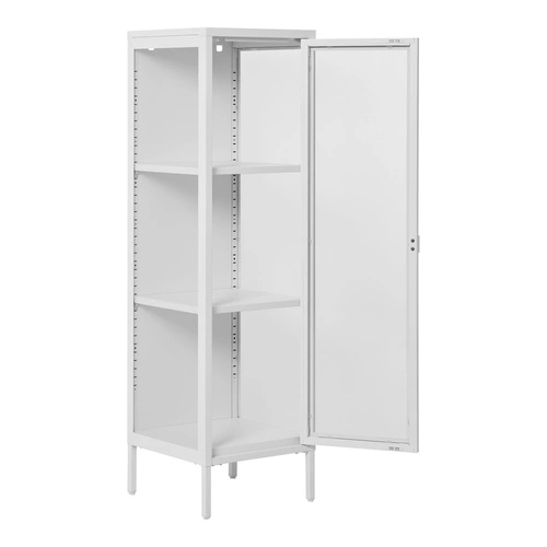 Moderní bílá prosklená vitrína na knihy a alkohol do obýváku Intesi Brisbane 140 cm