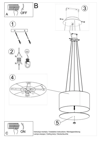 Moderní černý lustr OTTO 50 stropní svítidlo do obýváku a jídelny s pěti světelnými zdroji