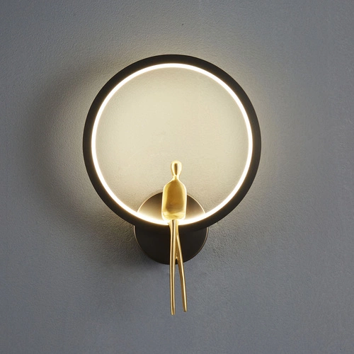 Nástěnné LED svítidlo AMICI RING Step into Design černo-zlaté glamour do obýváku 27 cm