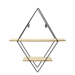 Závěsná police na květiny a dekorace Diamond černá dřevěná moderní 46 cm