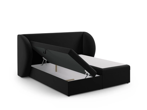 Čalouněná postel Miley 160x200 černý samet s úložným prostorem do ložnice glamour
