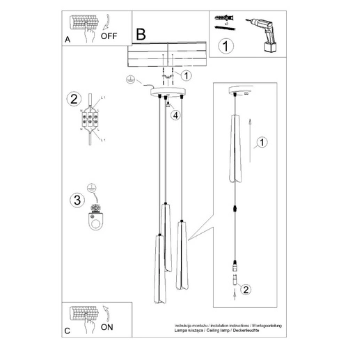 Závěsné svítidlo PRYSM 3P černé moderní ocelové 3bodové do obýváku a nad kuchyňský ostrůvek