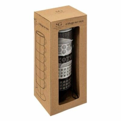 Sada 6 keramických hrnků Ethnik 260 ml na kávu a čaj elegantní šedá 5five