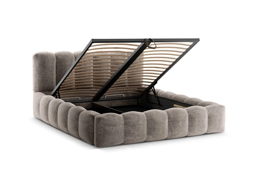 Čalouněná postel Lupine cappuccino chenille 140x200 s úložným prostorem do ložnice glamour