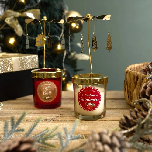 Vánoční vonná svíčka s bílým kolotočem Intesi vánoční stolní dekorace