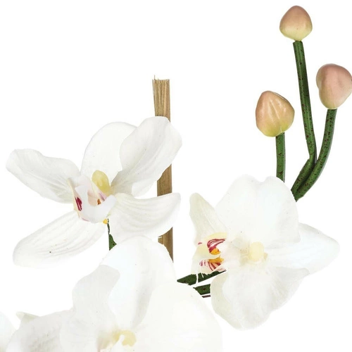 Umělá orchidej se skleněnou vázou bílá
