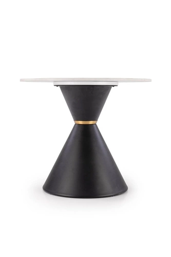 Konferenční stolek Javin S kulatý bílý mramor černý moderní glamour do obýváku 60 cm